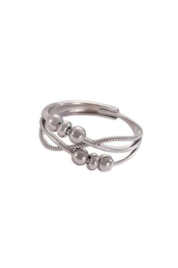Stylish Spinner Rings for Women Anxieties Relief Rotating Beads Adjustable Open Rings Daily Wear Jewelry Piece