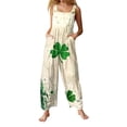 thumbnail image 1 of Stylish St Patrick's Day Print Jumpsuit with Pockets Full Length Romper Comfortable Casual Wear for Holiday Festive Outfit Summer Celebration! ,Green,XXXXL, 1 of 4