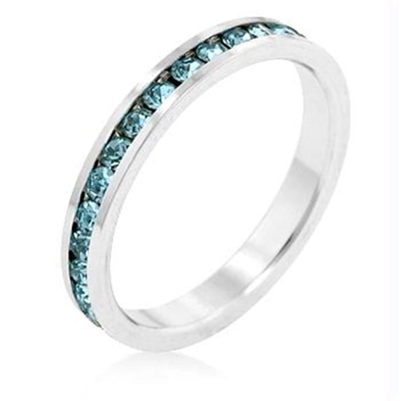 Stylish Stackables Aquamarine Silver Ring- Size : 07
