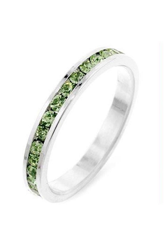 Stylish Stackables Peridot Silver Ring, <b>Size :</b> 06