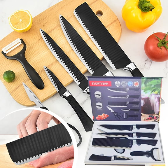 Stylish Stainless Steel Kitchen Knife Set, Multi-Piece Chef Knife Set with Cleaver, Peeler, Scissors and Gift Box, Durable Kitchen Cutlery Set
