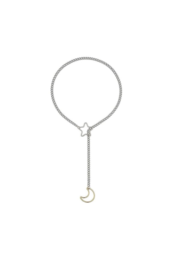 Stylish Star Moon Adjustable Necklace Fashion Accessory for Women Heart Love Rings Punk Rock Cuban Lariat Designs