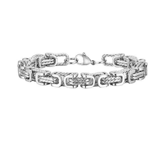Stylish Steam Punk Chain Link Bracelets for Men : Waterproof Men's Twisted Stainless Steel Byzantine Bracelet Non Tarnish, Fashion Jewelry Silver/Antique Grey/Black