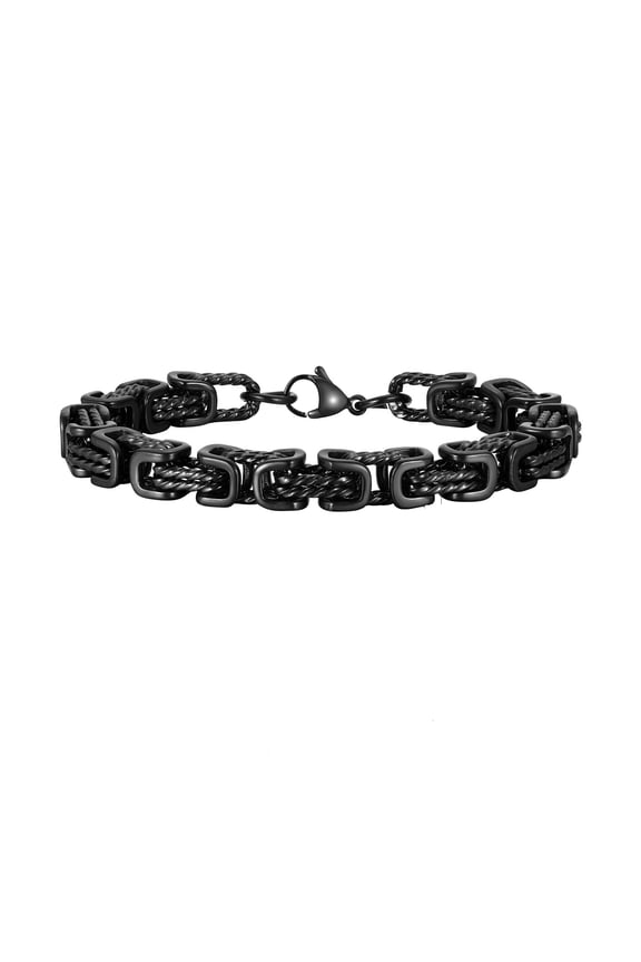 Stylish Steam Punk Chain Link Bracelets for Men : Waterproof Men's Twisted Stainless Steel Byzantine Bracelet Non Tarnish, Fashion Jewelry Silver/Antique Grey/Black