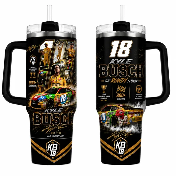 Stylish Stock Car Racing Inspired 40oz/30oz Tumbler, Rowdy Racing Fan Cup, Black Gold Stock Car Drinkware, Race Day Gift For Dad Car Lovers (Straw Not Included) Water Bottles Bottle