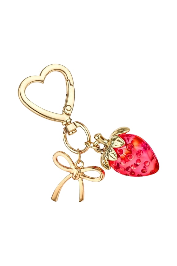 Stylish Strawberry Bowknot Keychain Keyrings Accessory Ideal for Adding a Unique Touch to Bags or as a Thoughtful Gift