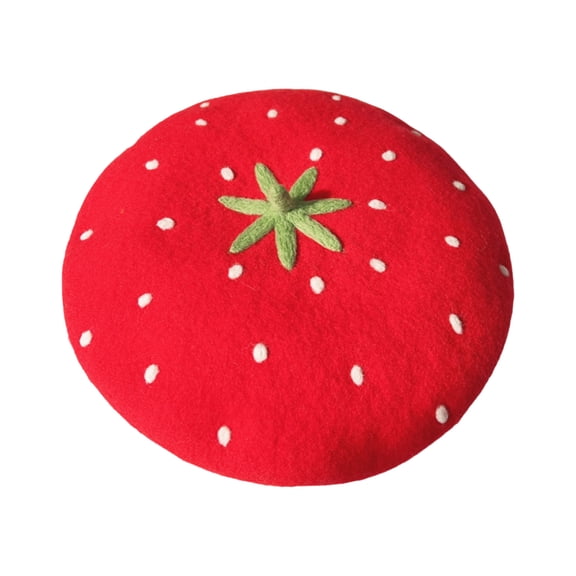 Stylish Strawberry Pattern Berets Hat Student Styles Hat Spring Autumn Berets for Various Head Sizes and Styles