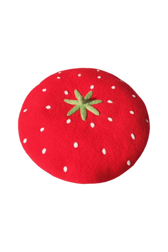 Stylish Strawberry Pattern Berets Hat Student Styles Hat Spring Autumn Berets for Various Head Sizes and Styles