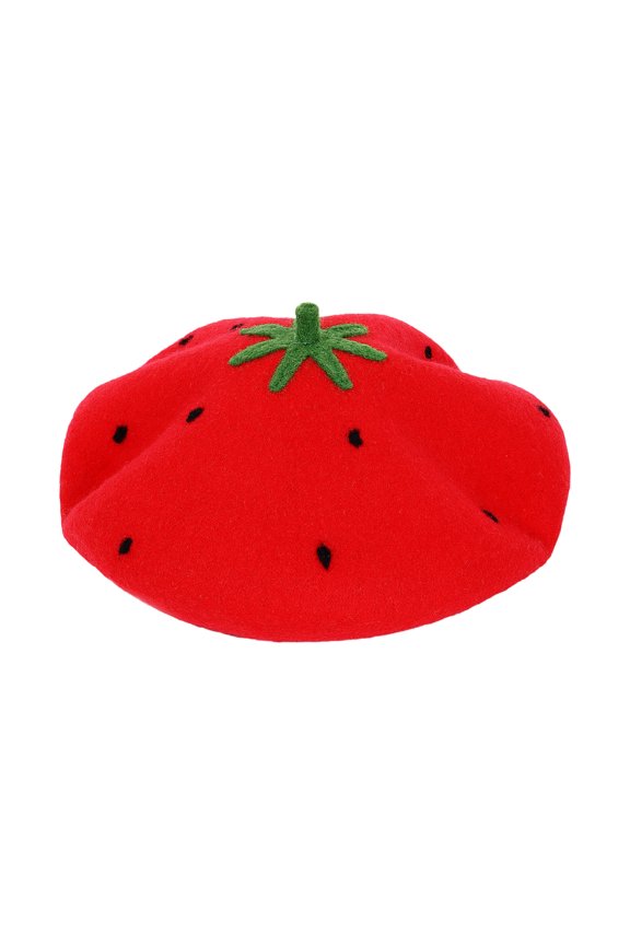 Stylish Strawberry Pattern Berets Hat Student Styles Hat Spring Autumn Berets for Various Head Sizes and Styles