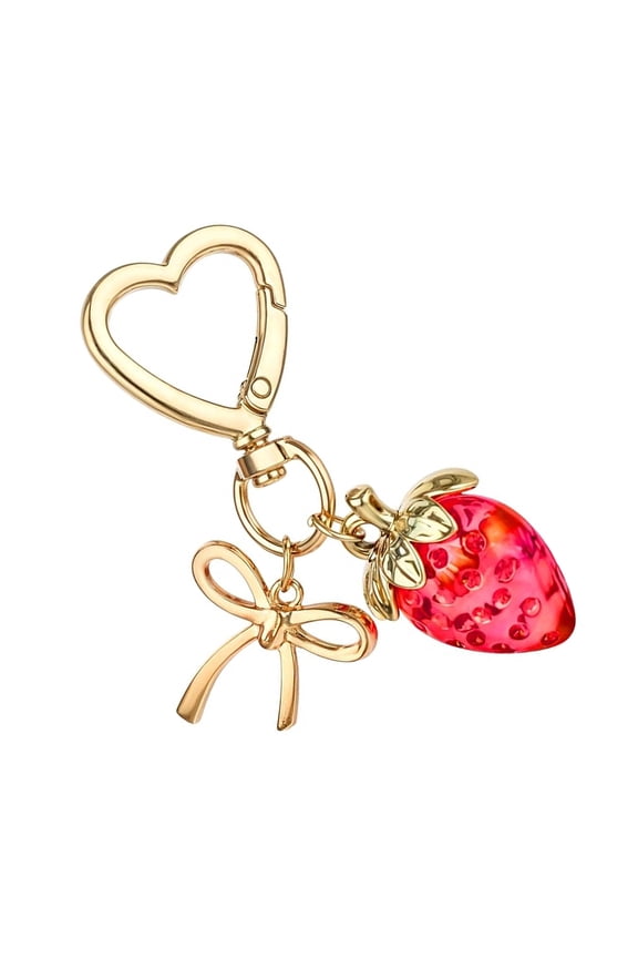 Stylish Strawberry Themed Keychain with Heart Clasp for Decorating Handbags and Wallets Decoration Solution