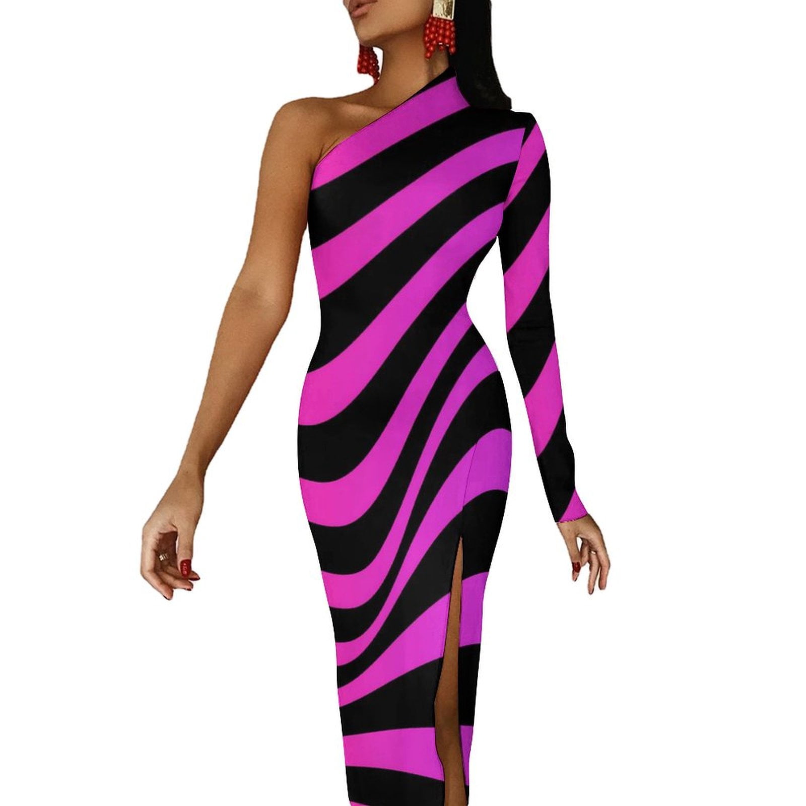 Lavish Striped Bodycon Dress main image 1