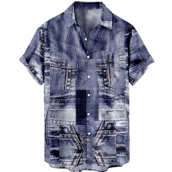 Stylish Style Print Men's Casual Short Sleeve Shirt, Men's Shirt For Summer Vacation Resort,