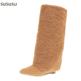 thumbnail image 1 of Stylish Suede Mid Calf Boots with Pointed Toe and Ankle Wrap Strap for Women Comfortable Knee High Dress Boots Ideal Fall Winter Fashion Footwear, 1 of 7