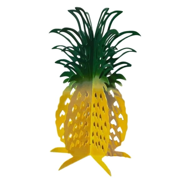 Stylish Summer Patio Desktop Ornament Featuring Intricate Skeletonized Heart Design On Metal Pineapple Shape Home Decoration In Yellow And Black