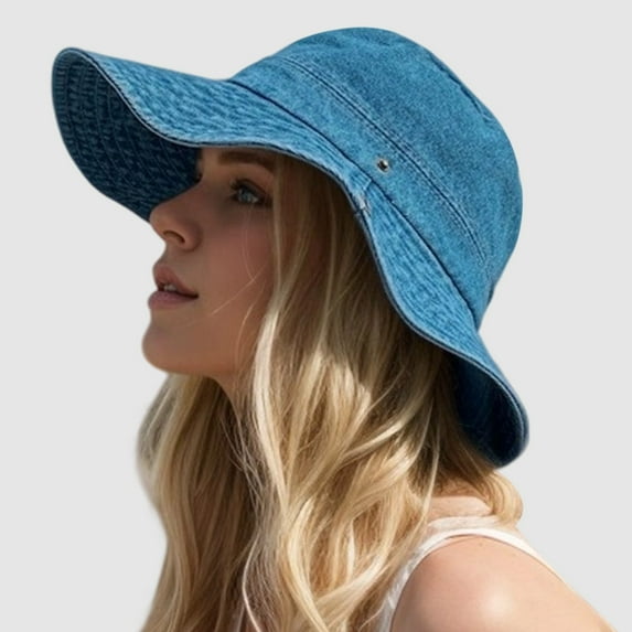Stylish Sun Hats For Women Men Unisex Casual Denim Wide Brim Summer Beach Outdoor Sun Hat Comfortable Lightweight Breathable Floppy Hat for Men Mark Hat Western Hats for Women Natural Light Visor Pool