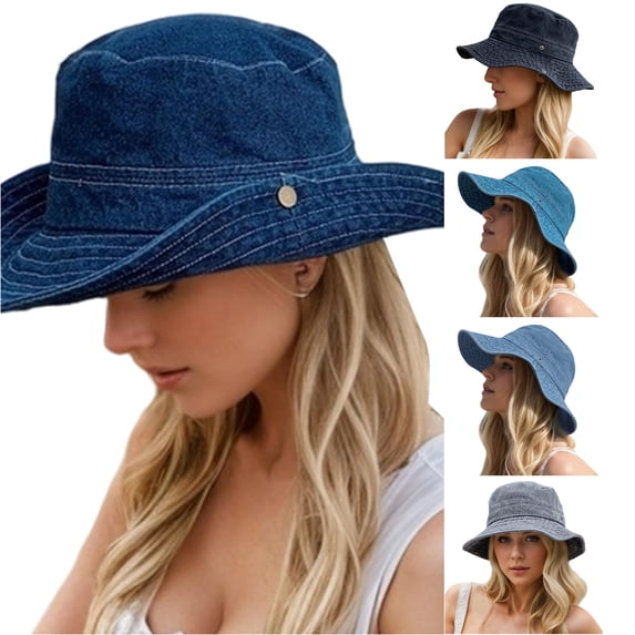 Stylish Sun Hats for Women Men Unisex Casual Denim Wide Brim Summer Beach Outdoor Sun Hat Comfortable Lightweight Breathable Outdoor Hats for Men