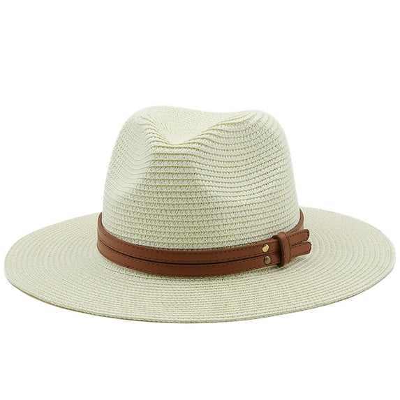 Stylish Sun Hats for Women and Men Wide Brim Leather Strap Design UPF50+ Breathable Fedora Beach Cap for Outdoor Adventures