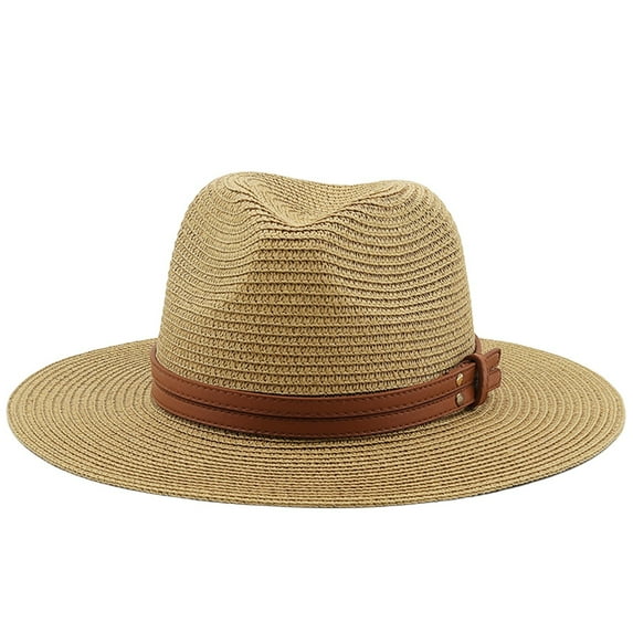 Stylish Sun Hats for Women Men Wide Brim Leather Strap Design Breathable Fedora Beach Cap for Outdoor Adventures and Casual Wear