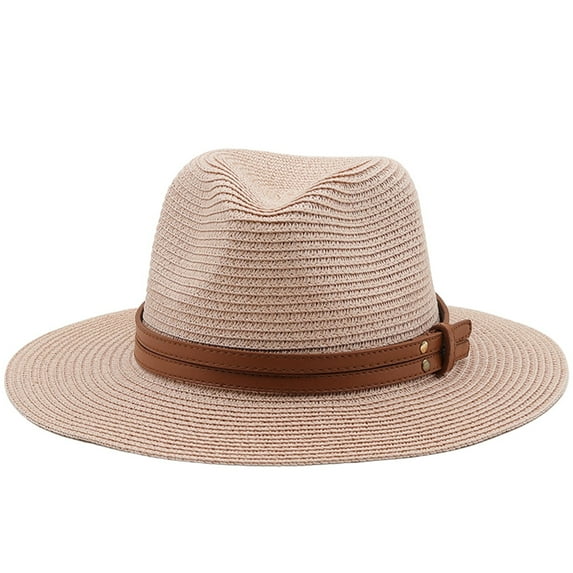 Stylish Sun Hats for Women and Men Wide Brim Leather Strap Design UPF50+ Breathable Fedora Beach Cap for Outdoor Adventures