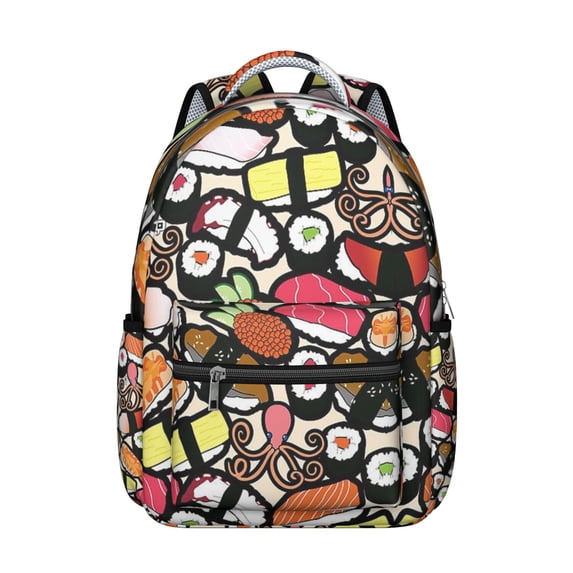 Stylish Sushi-Inspired Waterproof Backpack - Spacious & Organized for College Students