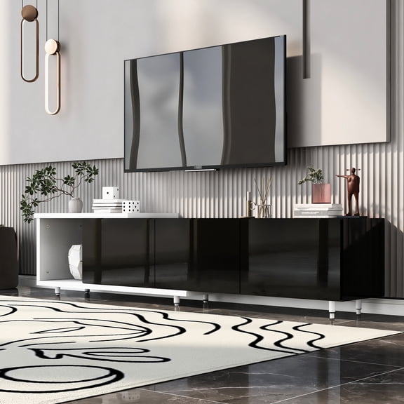 Stylish TV Stand | Suitable for 80 - 89 inch TVs, Living Room Arrangement | Wear - resistant Surface and Particle Board | Organize Multimedia Items in Shelves