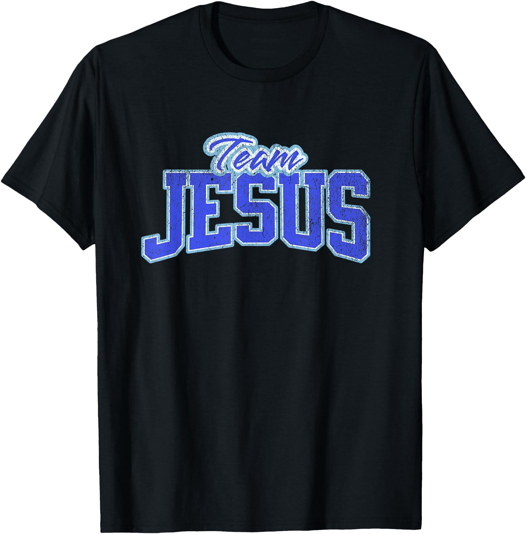 Stylish Team JESUS Graphic T-Shirt for Christian Men, Bold Blue Text on ...