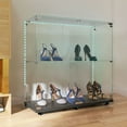 thumbnail image 1 of Stylish Tempered Glass Display Cabinet With Bluetooth LED Light Strip And Lockable Casters For Versatile Storage, 1 of 15