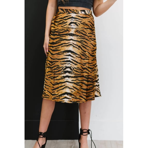 Stylish Tiger Satin Skirt