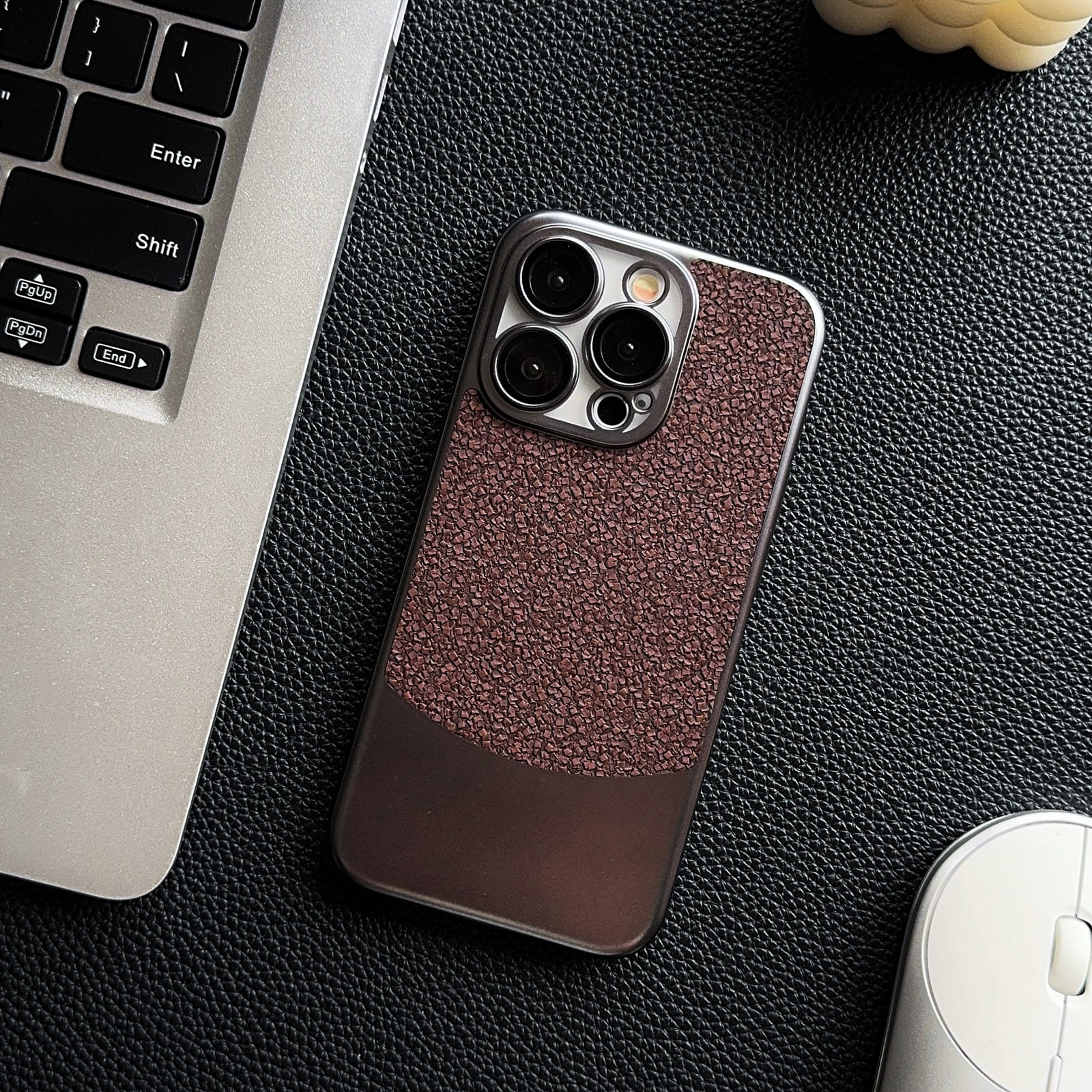 Protecttion Stylish Titanium Metal Paint Back Case for iPhone 15 Pro Max, Thin Fit ...