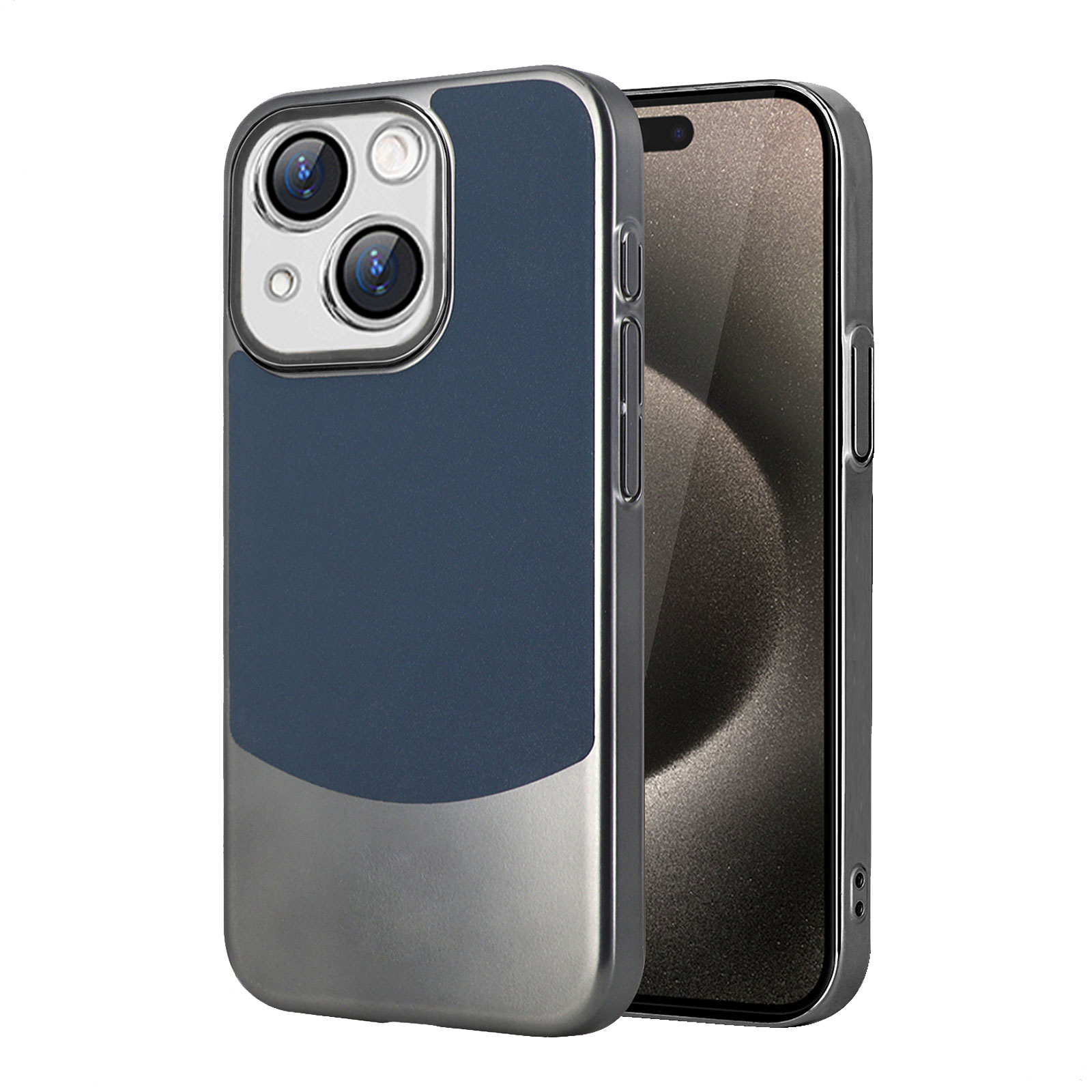 Protecttion Stylish Titanium Metal Paint Back Case for iPhone 15, Thin Fit Color ...