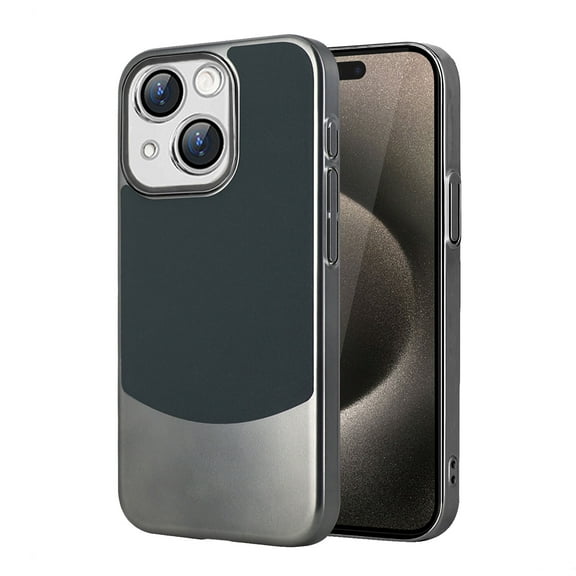 Stylish Titanium Metal Paint Back Case for iPhone 15, Thin Fit Color-Matching Design Support Wireless Charging Lightweight Drop Protecttion for iPhone 15 - Green