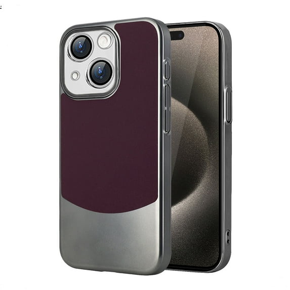 Stylish Titanium Metal Paint Back Case for iPhone 15, Thin Fit Color-Matching Design Support Wireless Charging Lightweight Drop Protecttion for iPhone 15 - Winered