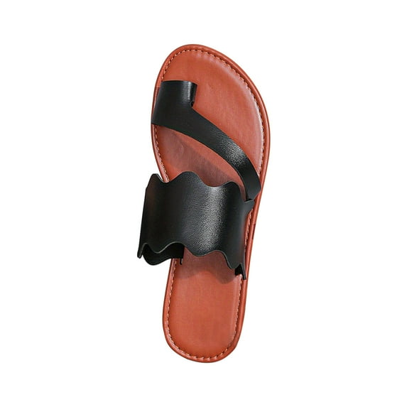 Stylish Toe Ring Flat Sandals for Women Summer Comfortable Slip-On Flat Shoes Beach Wedding Slides Casual Flip Flops