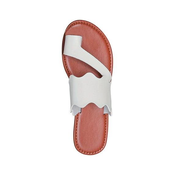 Stylish Toe Ring Flat Sandals for Women Summer Comfortable Slip-On Flat Shoes Beach Wedding Slides Casual Flip Flops