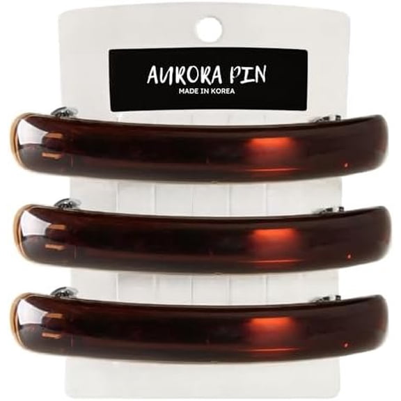 Stylish Tortoise Shell Hair Clip - Autoclasp Barrettes For Styling in an Updo, Bun, Ponytail - Made Accessory for Thick, Medium Volume Hair - Set of 3 count,