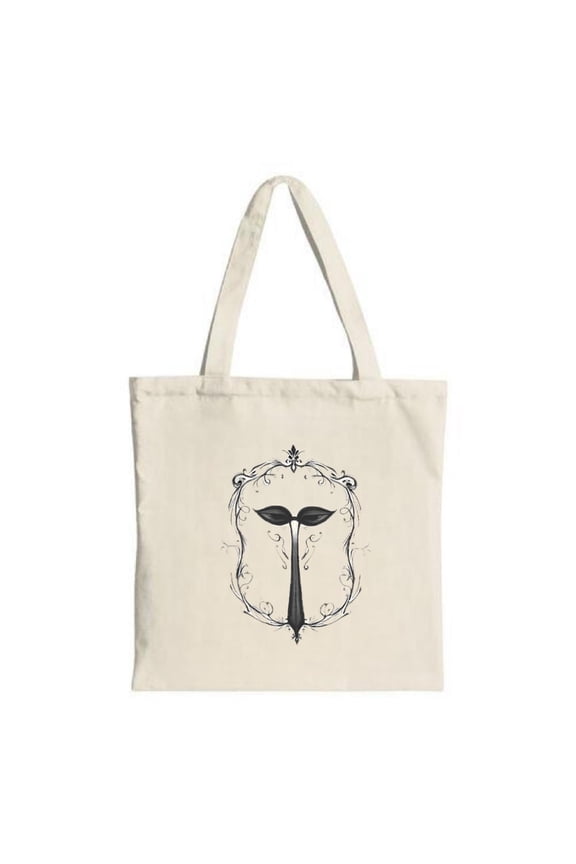 Stylish Tote Bag with Ornate ' T ' Design - Monochrome Canvas Perfect for Shopping Travel and Parties - Reusable & Multifunctional