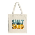 thumbnail image 1 of Stylish Tote Bag with " SAALT SAND " in teal and orange featuring a palm tree graphic Perfect for shopping travel and parties, 1 of 4