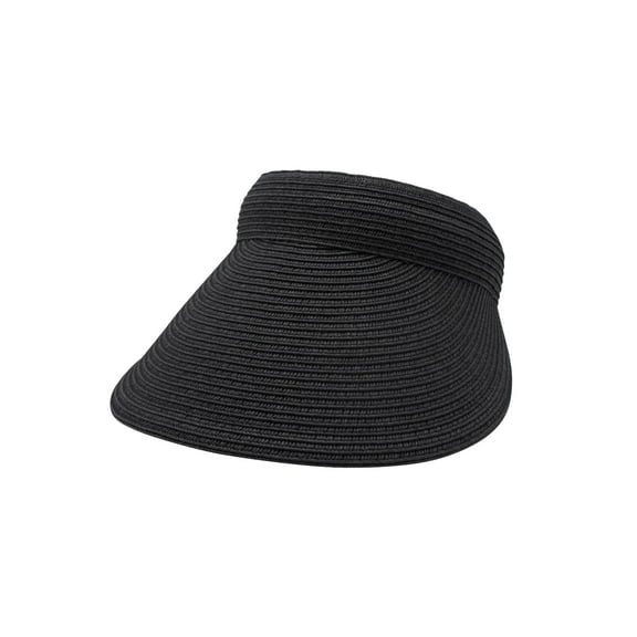 Stylish Toyo Braid Clip On Visor – Wide Brim Hat Perfect Sun Protection for Women, Black