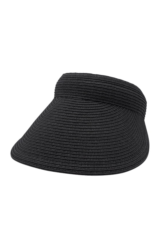 Stylish Toyo Braid Clip On Visor – Wide Brim Hat Perfect Sun Protection for Women, Black