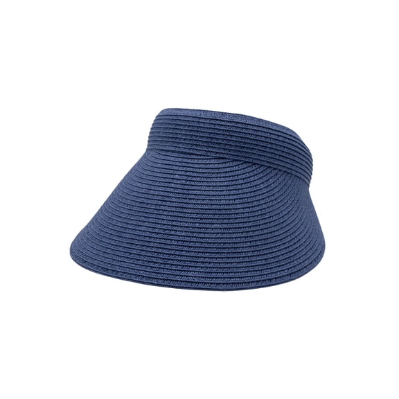 Stylish Toyo Braid Clip On Visor – Wide Brim Hat Perfect Sun Protection for Women, Blue