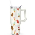 thumbnail image 1 of Stylish Travel 40oz Ice cream Tumblers with Lids Straws Vacuum Insulated Ice cream Tumbler Handle Flip Straw Lid Leak Proof Stainless Steel, 1 of 5