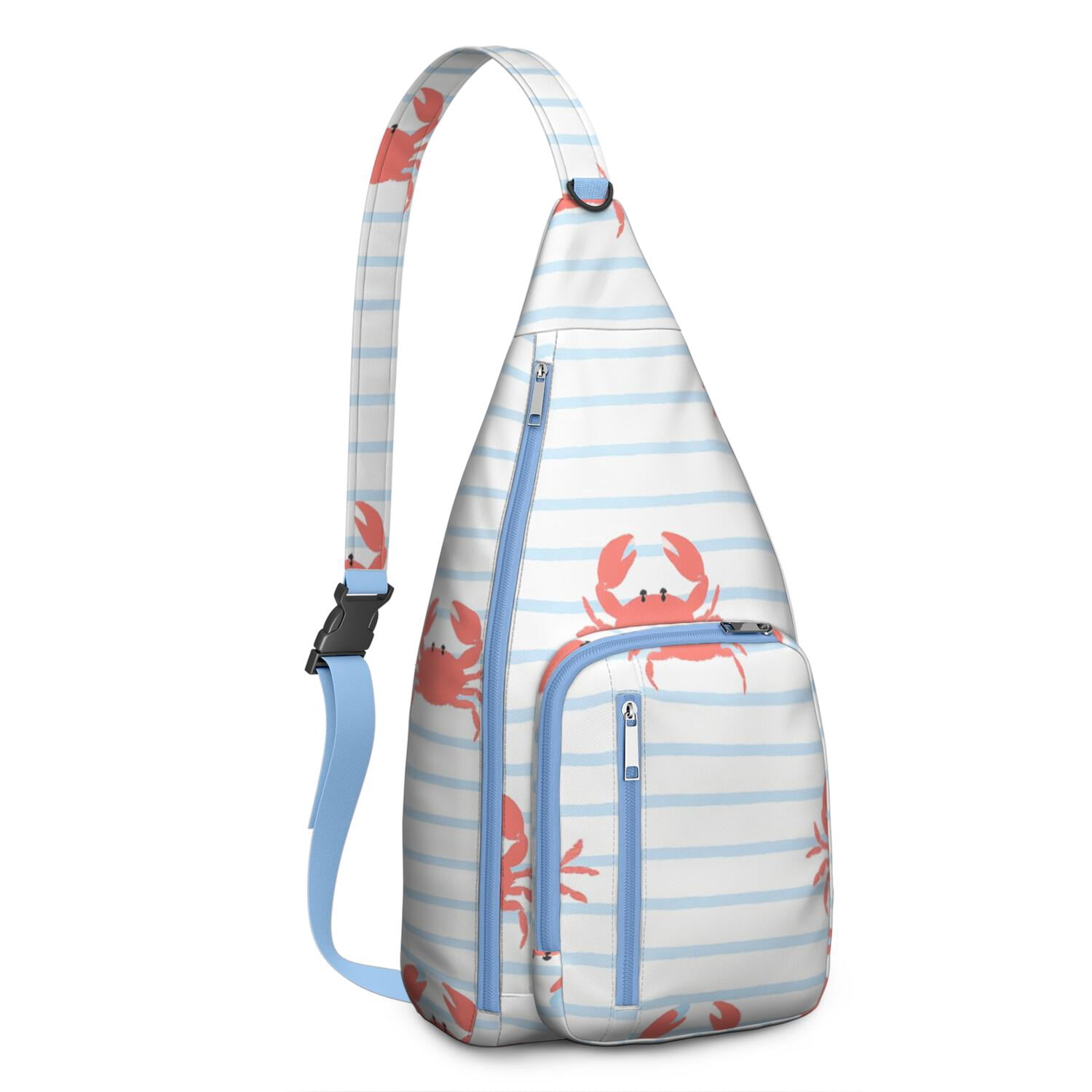 Stylish Travel Sling Bag Marine Adorable Crab Crossbody Shoulder Backpack Adjustable Lightweight Travel Hiking Casual Daypack for Unisex