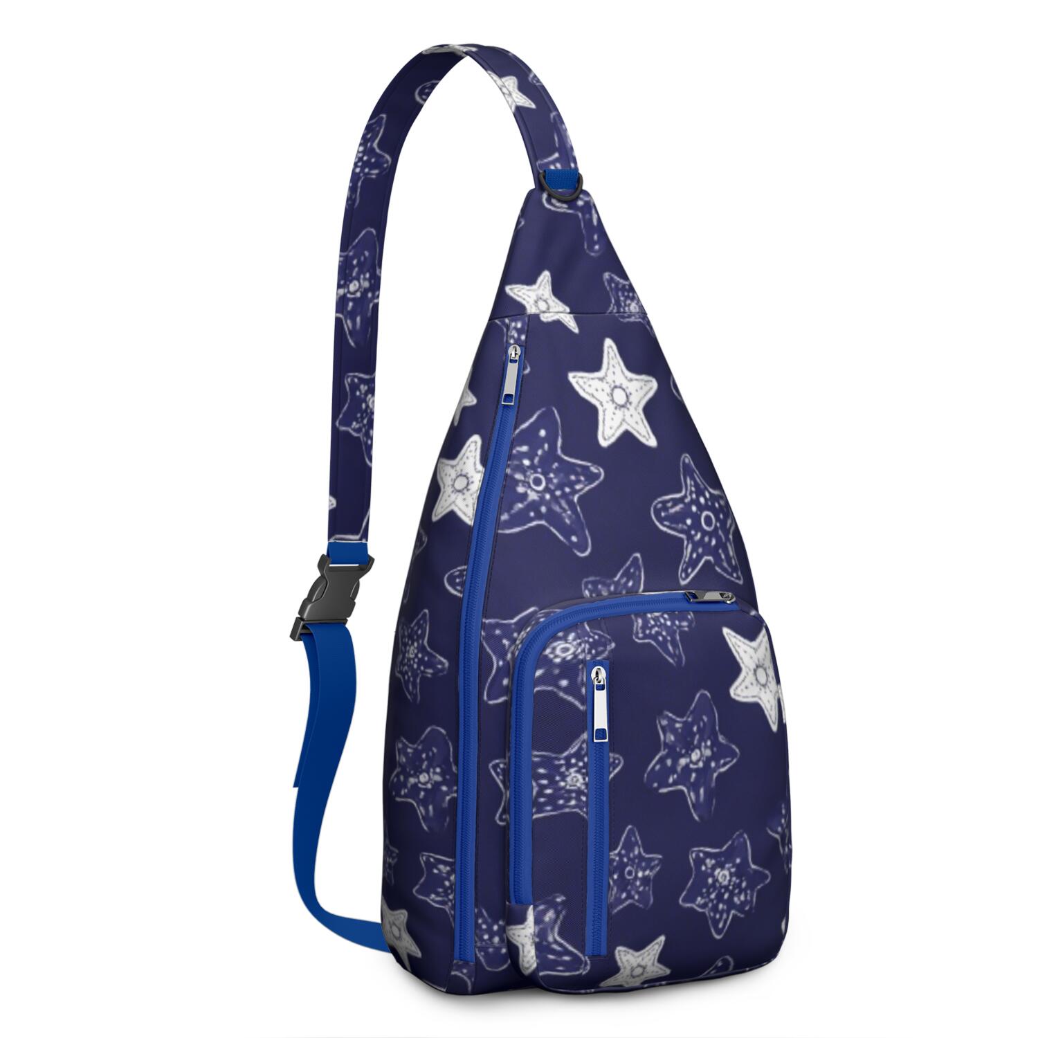 Stylish Travel Sling Bag Starfish Crossbody Shoulder Backpack Adjustable Lightweight Travel Hiking Casual Daypack for Unisex