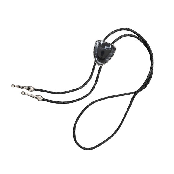 Stylish Triangular Stone Bolotie Shirt Vest Accessory Braided Leather Rope Adjustable Necktie Jewelry Pendant Necklace