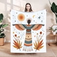 thumbnail image 1 of Stylish Tribal Pattern Flannel Blanket - Soft Warm & Cozy for Sofa Travel Bed & Chair - Earthy Tones of Orange Brown & Teal, 1 of 7