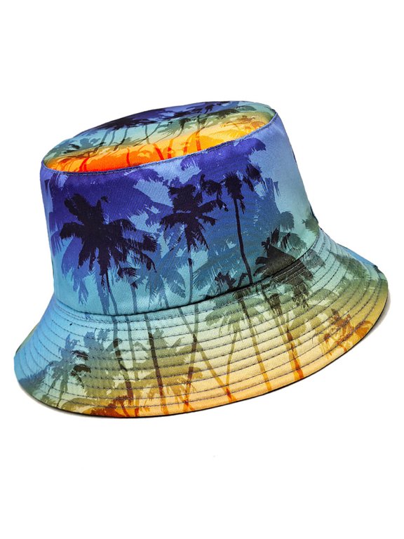Stylish Tropics Scenery Pattern Bucket Hat Fisherman Hat for Men Women Sun Protections Breathable Floppy Hat for Travel
