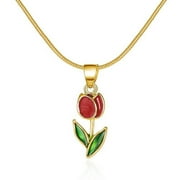 Stylish Tulip Lock Necklace with Gold Chain Wholesale Womens Jewelry Hot J9 Q4S7