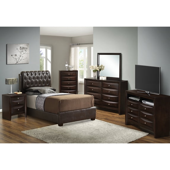 Stylish Twin Bed In Dark Brown - Modern Bedroom Appeal. 48" H X 41" W 83" D. Construction For Extended Durability. Easy Assembly Process. Fits Multiple Themes. Foam Filled, Pu Material Contemporary