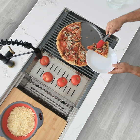 Stylish Undermount 39" Stainless Steel Single Bowl Workstation Kitchen Sink with 8 accs S-639W