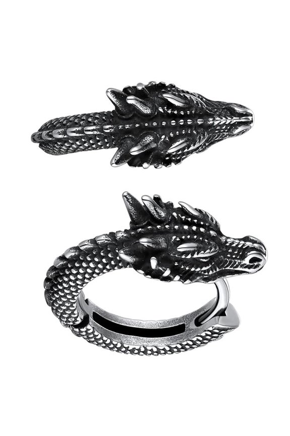 Stylish Unisex Dragon Hoop Earrings Fashionable Punk Hip Hop Ear Rings Stainless Steel Earwear Fashion Party Accessory